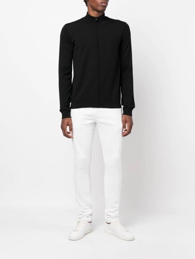 Hugo Boss Zipped Virgin-wool Jumper In Black
