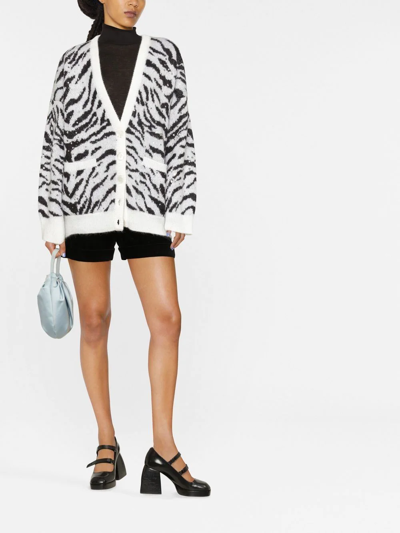 Shop Alessandra Rich Zebra-print Knit Cardigan In White