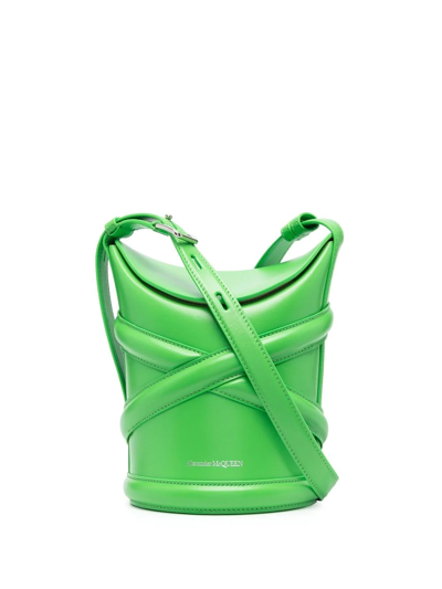 Shop Alexander Mcqueen The Curve Bucket Bag In Green