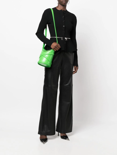 Alexander Mcqueen Grass Green Leather Mini The Curve Bucket Bag In Green