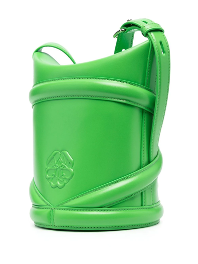 Alexander Mcqueen Grass Green Leather Mini The Curve Bucket Bag In Green