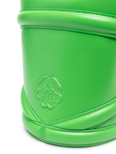 Alexander Mcqueen Grass Green Leather Mini The Curve Bucket Bag In Green