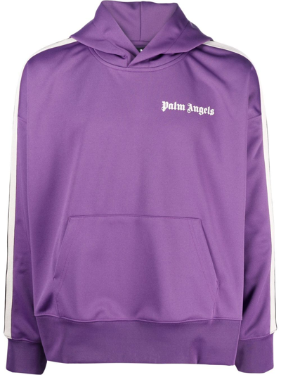 Shop Palm Angels Logo-print Hoodie In Purple