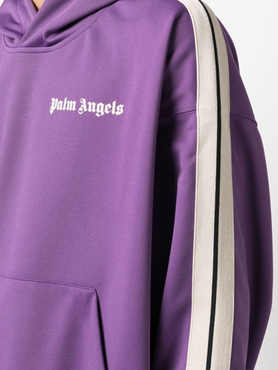 Shop Palm Angels Logo-print Hoodie In Purple