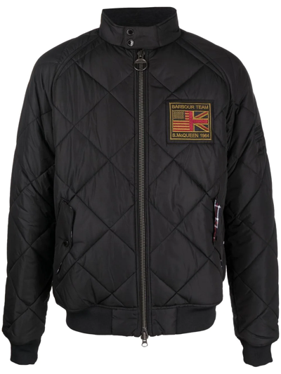Barbour Merchant Quilted Bomber Jacket In Black
