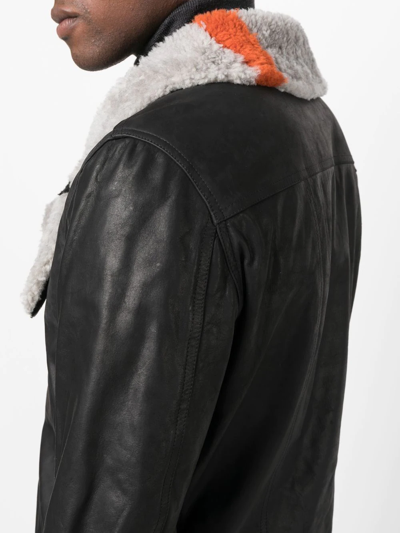 Shop Rick Owens Asymmetric Leather Jacket In Black