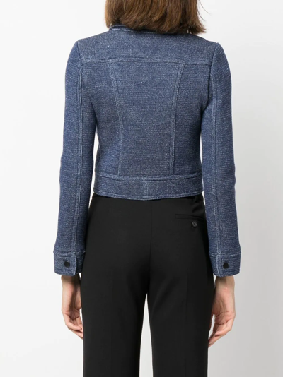 Shop Charlott Cropped Button-up Wool Jacket In Blue