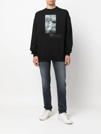Autry Graphic-print Cotton Sweatshirt In Black