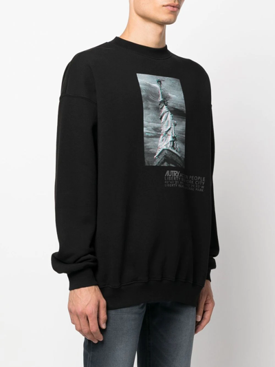 Autry Graphic-print Cotton Sweatshirt In Black