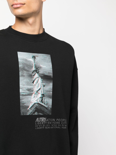 Autry Graphic-print Cotton Sweatshirt In Black