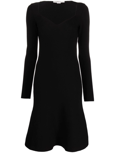 Shop Stella Mccartney Sweetheart-neck Flared Dress In Black
