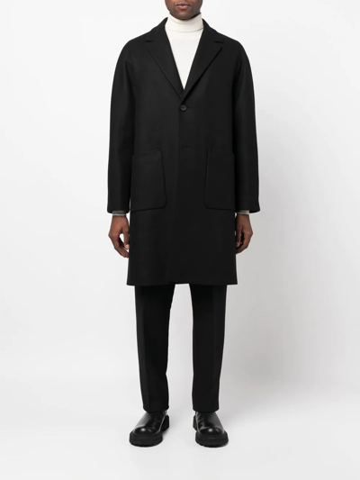 Shop Hevo Buttoned-up Single-breasted Coat In Black