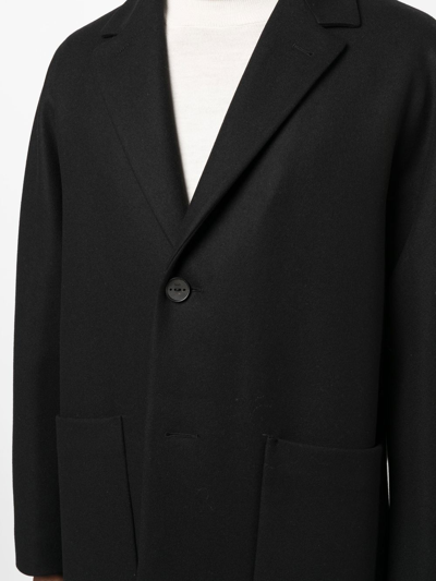 Shop Hevo Buttoned-up Single-breasted Coat In Black
