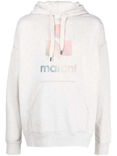 Shop Isabel Marant Rainbow Logo-print Hoodie In Neutrals