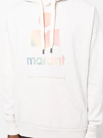Shop Isabel Marant Rainbow Logo-print Hoodie In Neutrals