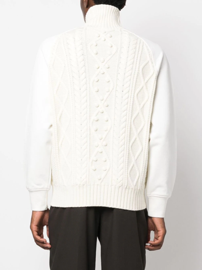 Shop Neil Barrett Hybrid Cable-knit Sweater In Neutrals