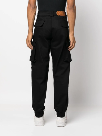 Shop Gcds Straight-leg Cargo Trousers In Black