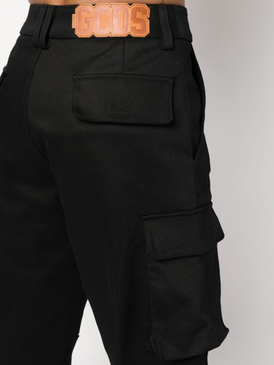 Shop Gcds Straight-leg Cargo Trousers In Black