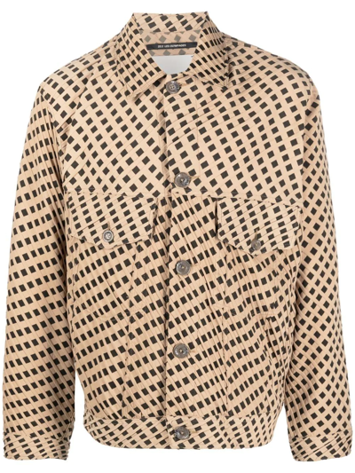 Shop Song For The Mute Geometric-print Shirt-jacket In Neutrals