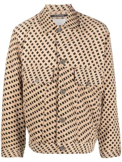 Song For The Mute Woven-print Button-up Jacket In Neutrals