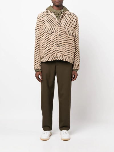 Song For The Mute Woven-print Button-up Jacket In Neutrals