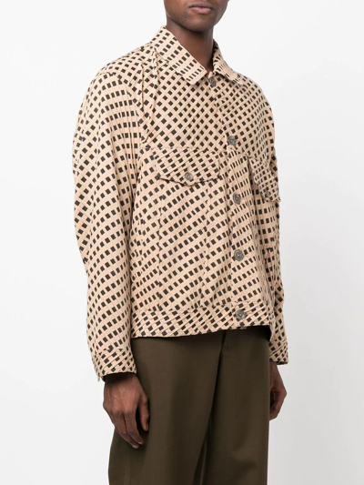 Shop Song For The Mute Geometric-print Shirt-jacket In Neutrals