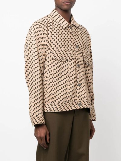 Song For The Mute Woven-print Button-up Jacket In Neutrals