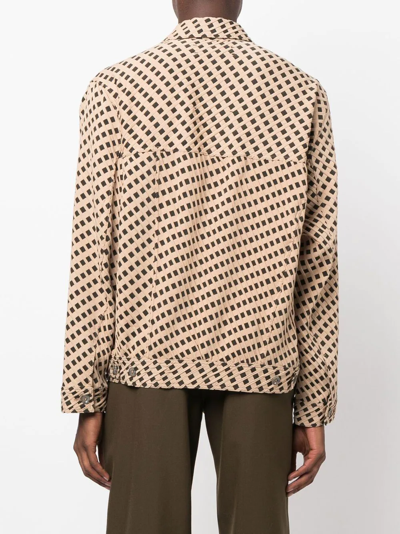 Shop Song For The Mute Geometric-print Shirt-jacket In Neutrals