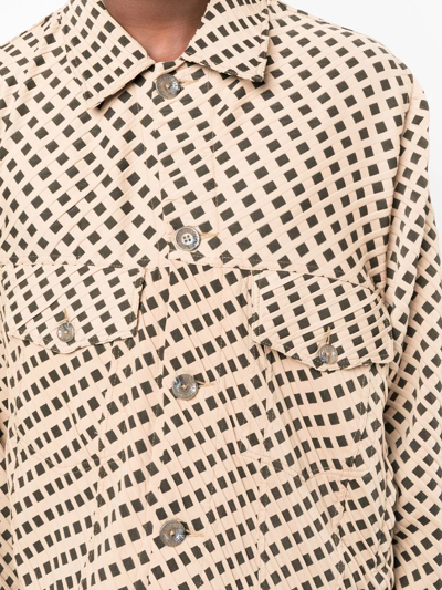 Song For The Mute Woven-print Button-up Jacket In Neutrals