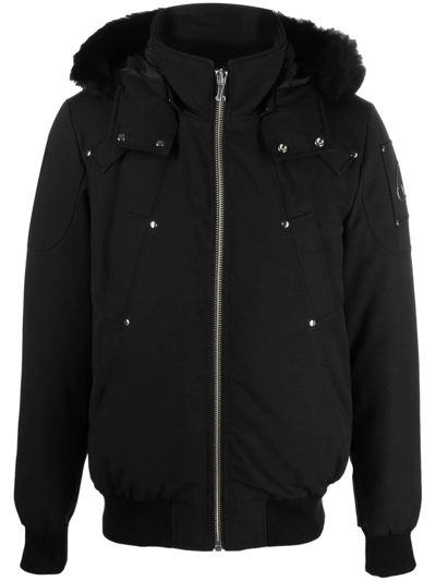 Shop Moose Knuckles Padded Hooded Jacket In Black