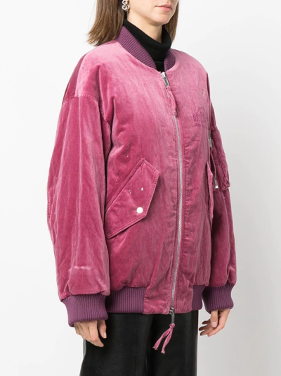 Shop Dsquared2 Velour Bomber Jacket In Pink