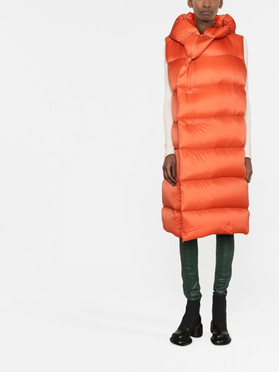 Shop Rick Owens Sleeveless Padded Coat In Orange