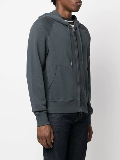 Shop Tom Ford Zip-up Cotton Hoodie In Grey