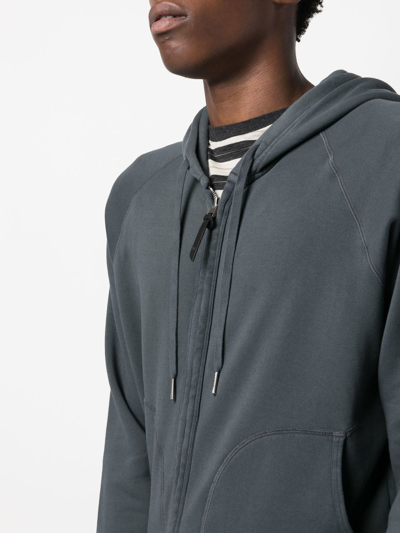 Shop Tom Ford Zip-up Cotton Hoodie In Grey