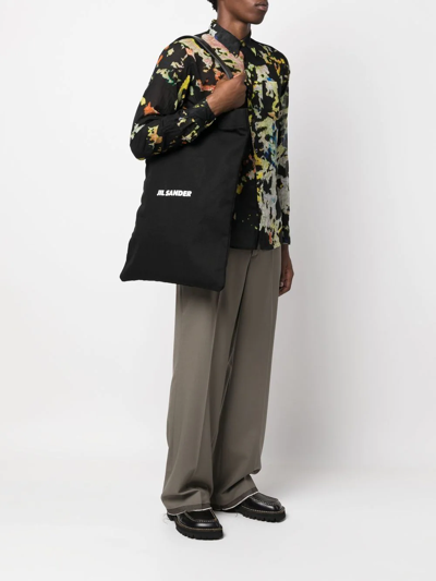 Jil Sander Logo-print Tote Bag In Black