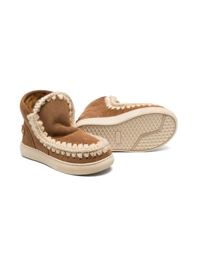 Mou Eskimo Shearling Low Boots In Brown