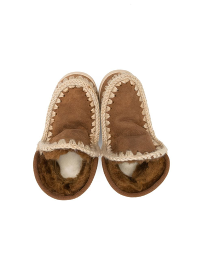Mou Eskimo Shearling Low Boots In Brown
