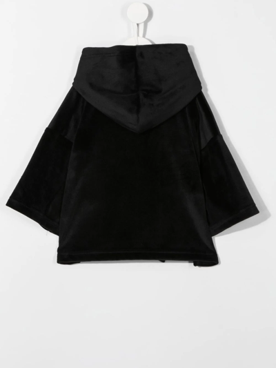 Shop John Richmond Junior Sequin-embellished Velour Hoodie In Black