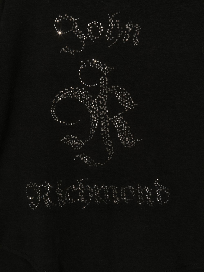 Shop John Richmond Junior Logo-embellished Long-sleeve Bodysuit In Black