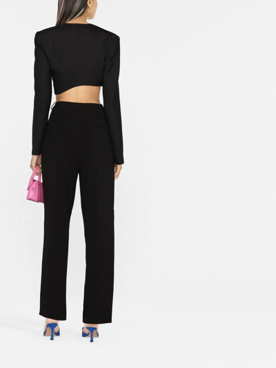 Shop Self-portrait High-waist Straight Trousers In Black