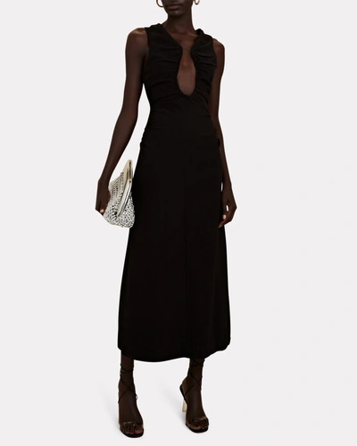 Shop Wynn Hamlyn Zoe Crepe Midi Dress In Black