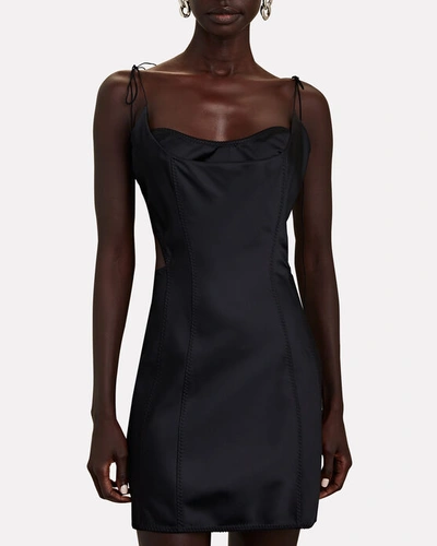 Shop Anna October Vivienne Tie-shoulder Mini Dress In Black