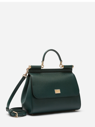 Shop Dolce & Gabbana Sicily Medium Green Bag