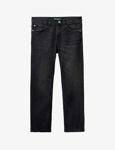 Shop Benetton Boys Washed Black Kids Slim-fit Stretch-denim Jeans 6-14 Years