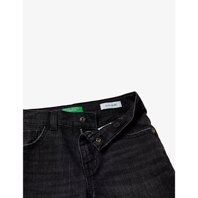 Shop Benetton Boys Washed Black Kids Slim-fit Stretch-denim Jeans 6-14 Years