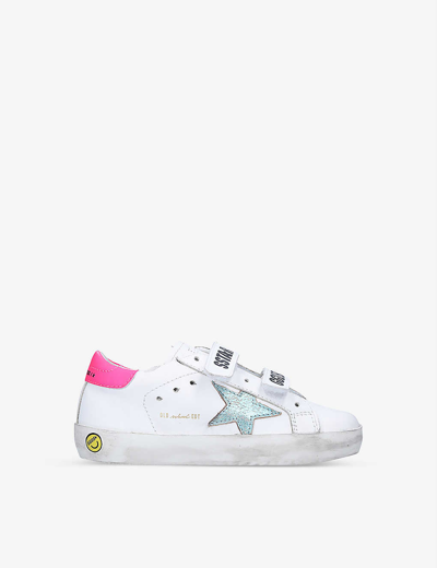 Shop Golden Goose Old School Leather Trainers 2-4 Years In White/oth