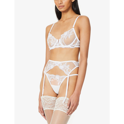 Bluebella Marseille Semi-sheer Stretch-mesh Suspender In White
