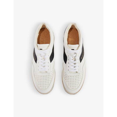 Shop Filling Pieces Mens White/blk Ace Spin Leather Low-top Trainers