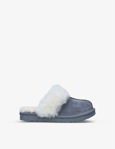 Shop Ugg Cozy Ii Suede And Sheepskin Slippers 4-10 Years In Grey