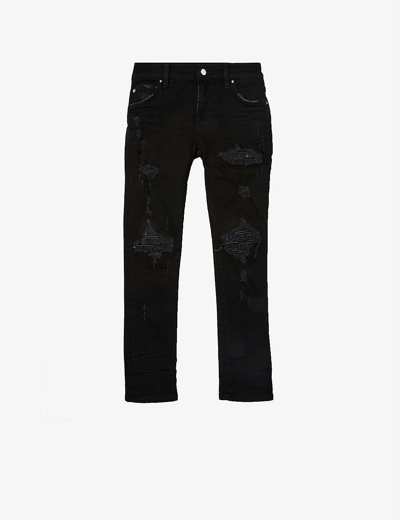 Shop Amiri Mx1 Distressed Stretch-denim Jeans 4-12 Years In Black